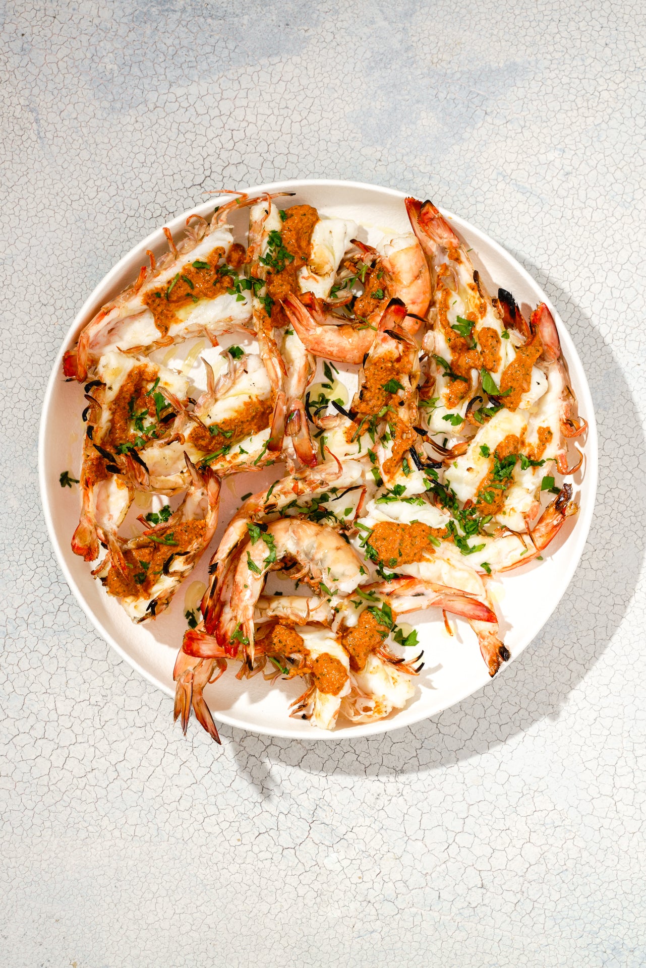 Grilled Romesco King Prawns