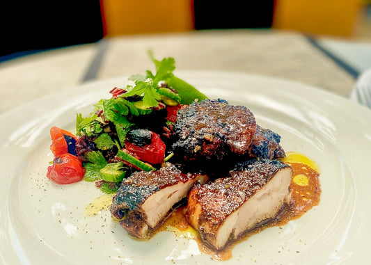 Jamaican Jerk Chicken Thighs with Charred Tomato Black Rice Salsa