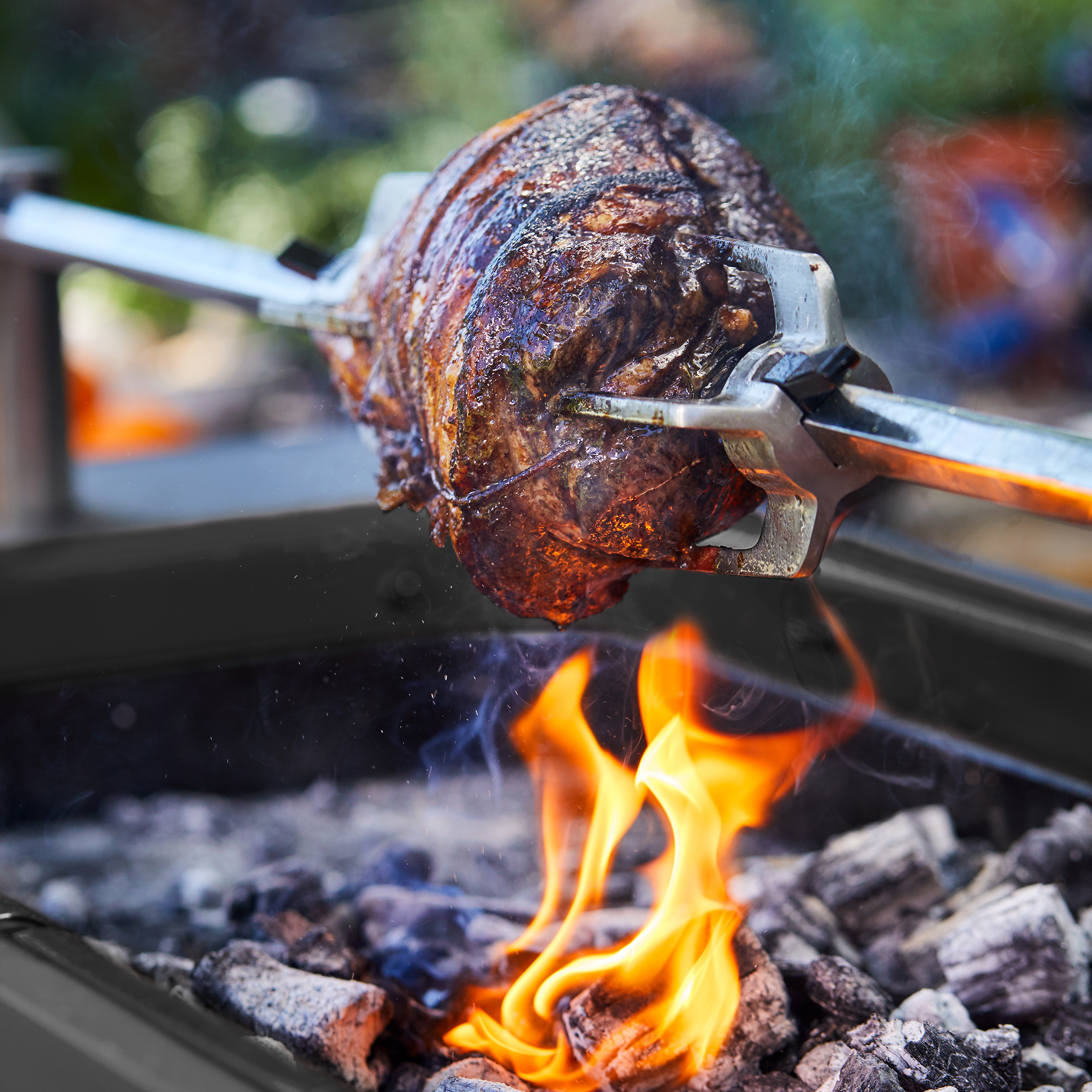 HUB BBQ Matte Black Rotisserie Flame