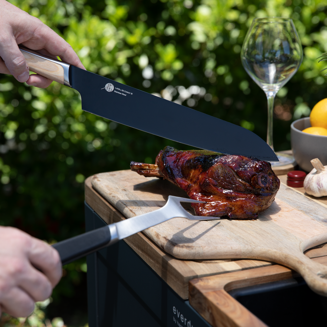 Mobile Preparation Kitchen with Premium Fork and Santoku Knife